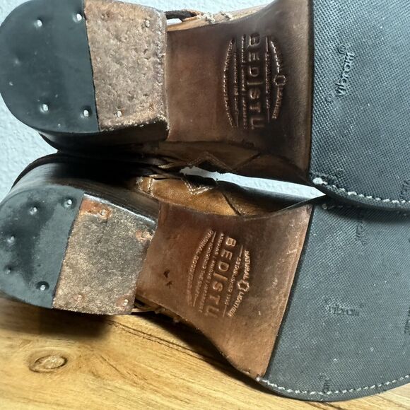 Bed Stu Blaire Cobbler Series Leather Back Lace Up Boots 6.5 Rust Brown Textured - Picture 8 of 12